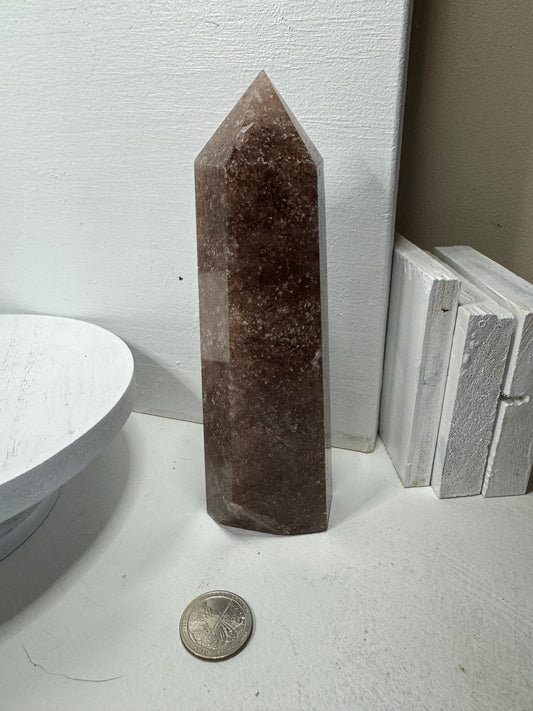 STRAWBERRY QUARTZ TOWER-passion, compassion, emotional healing