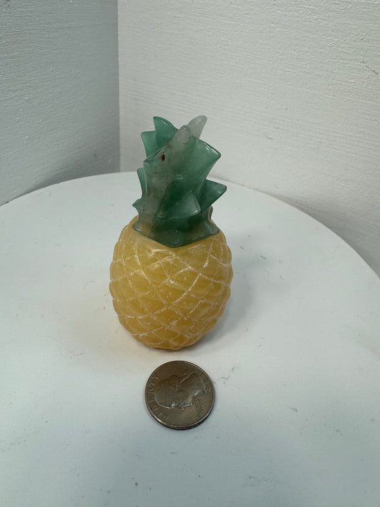 HONEY CALCITE AND GREEN AVENTURINE PINEAPPLE- Abundance, Prosperity, Joy