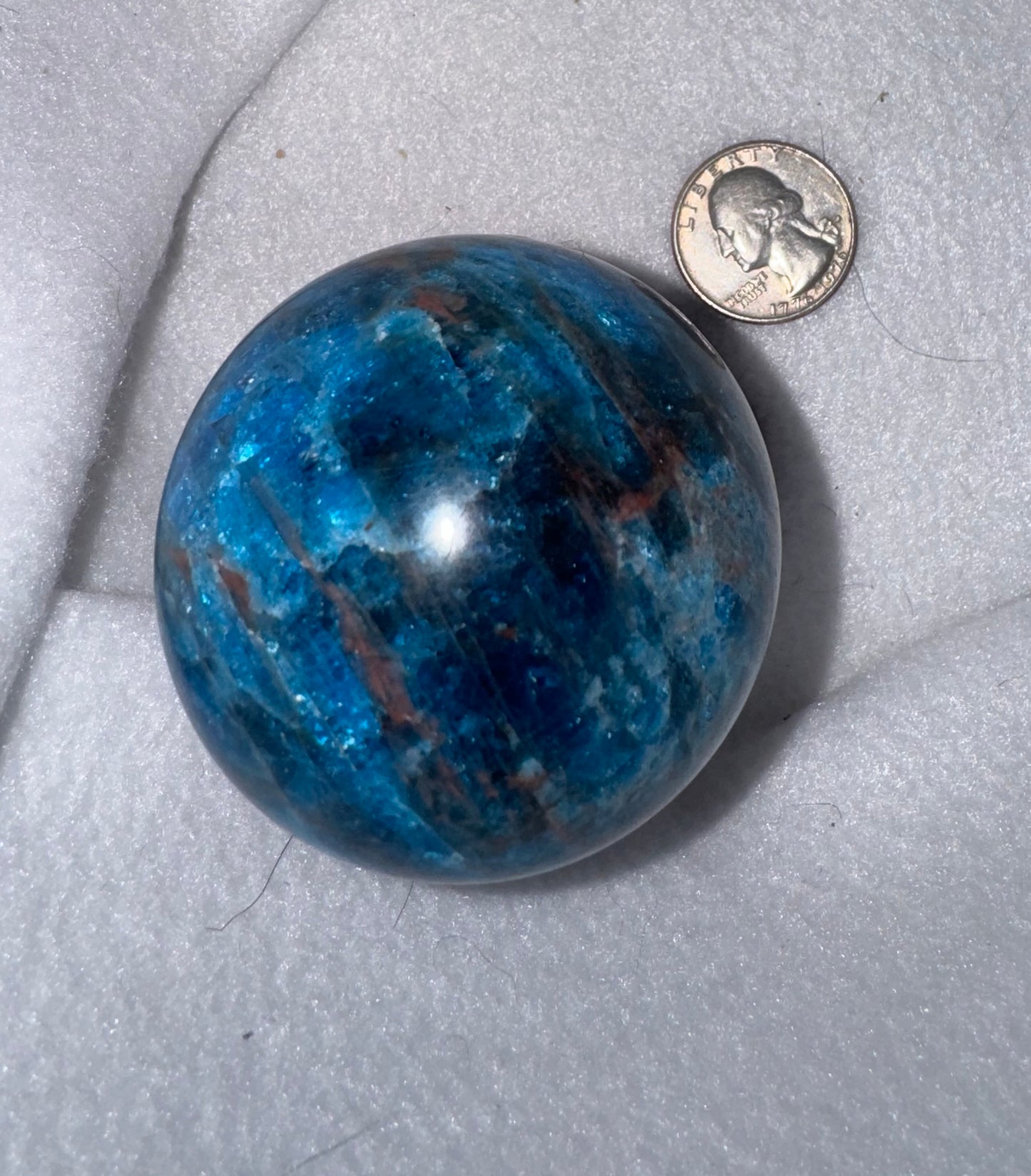 BLUE APATITE SPHERE -clarity, expression, truth