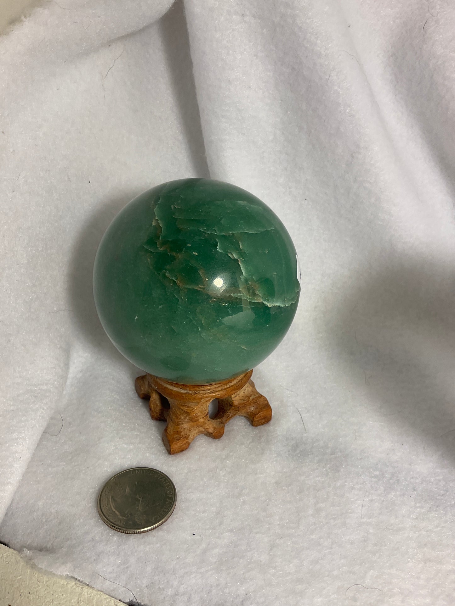 GREEN AVENTURINE SPHERE-prosperity, luck, emotional healing