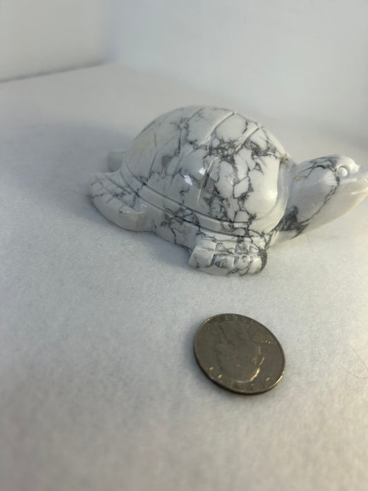 HOWLITE TURTLE CARVING-intuition, protection, and spiritual awakening