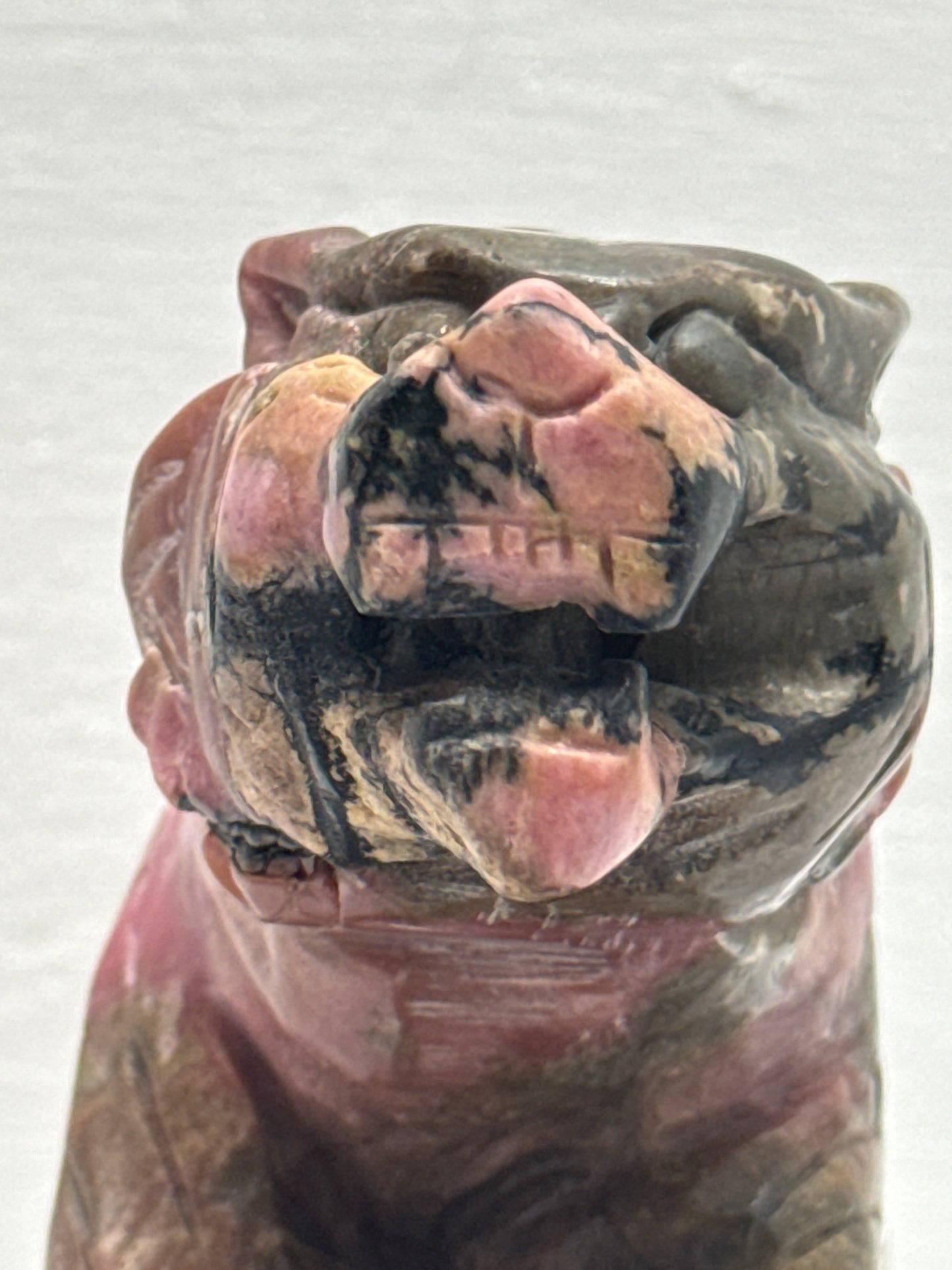 RHODONITE TIGER CARVING compassion, gratefulness, healing