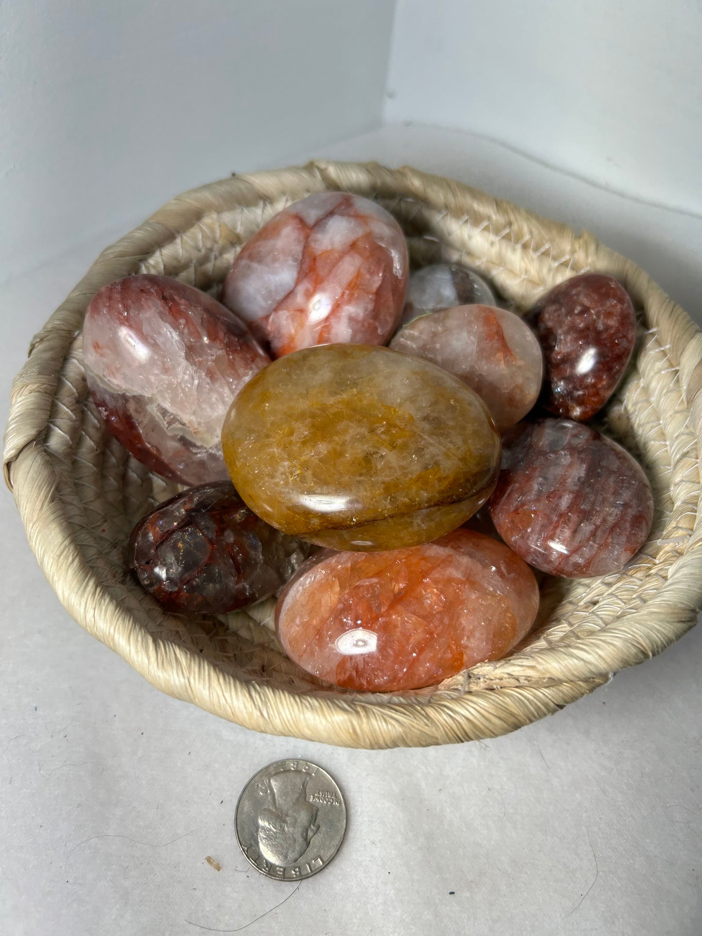 FIRE QUARTZ PALM STONE-passion, vitality, spiritual awakening