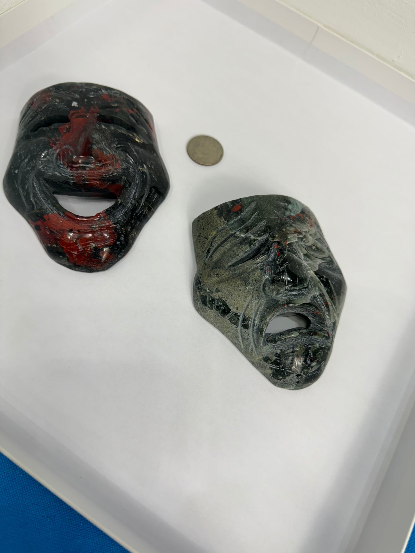 AFRICAN BLOODSTONE MASK- courage, vitality, protection