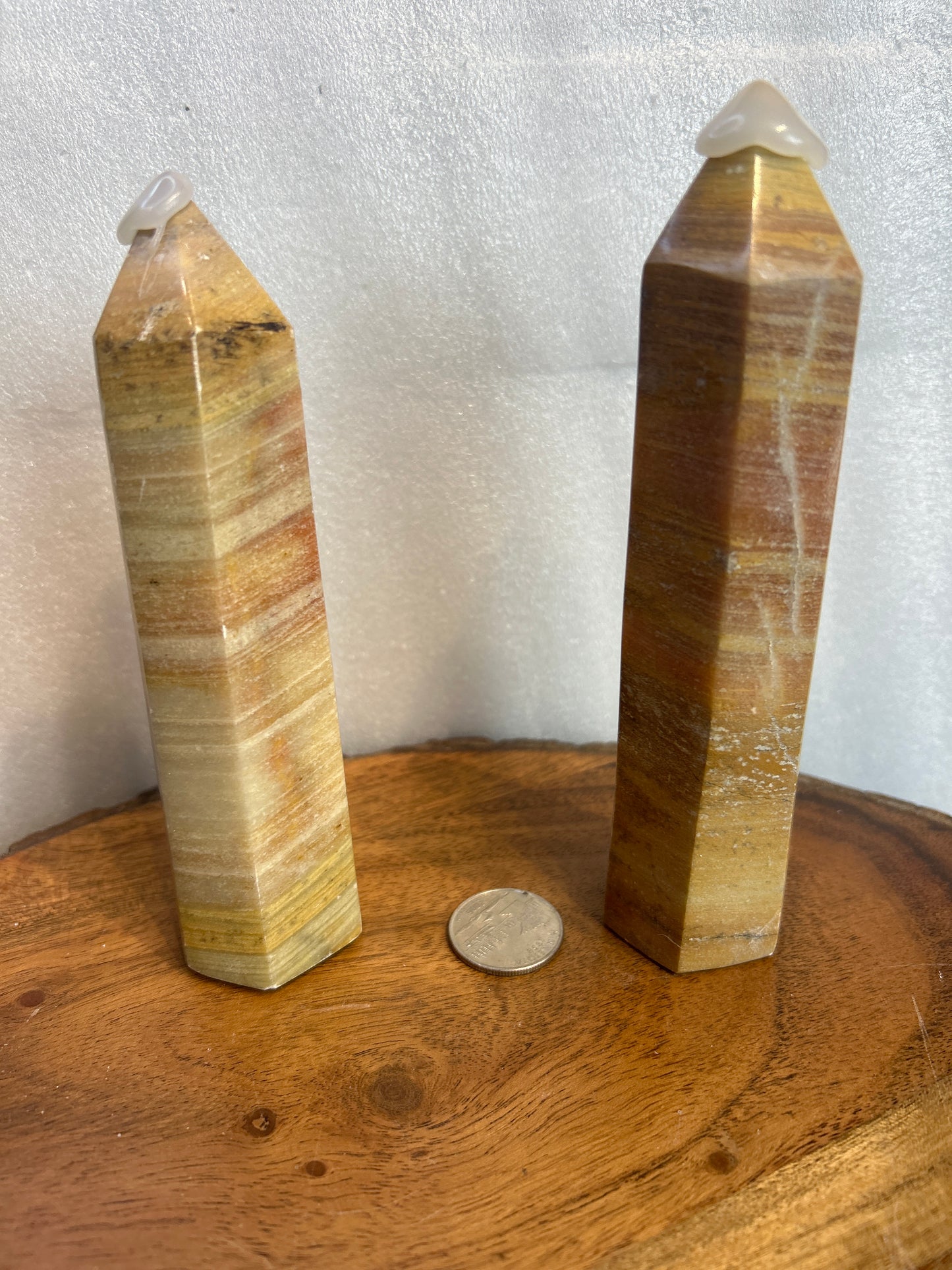 YELLOW BANDED CALCITE TOWER -Positivity, Confidence, and Energy Amplification