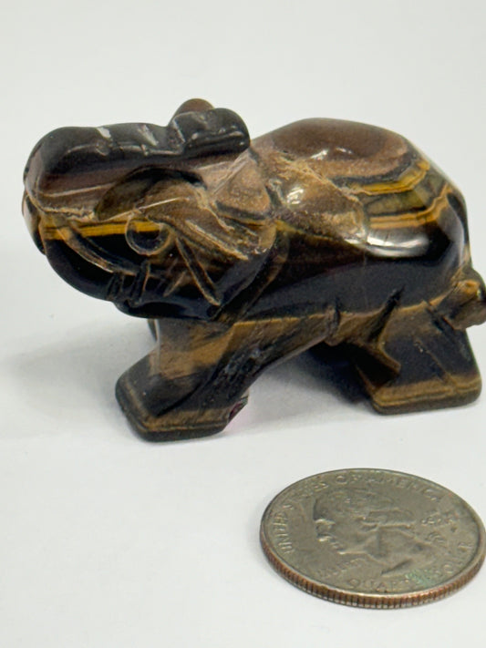 TIGERS EYE ELEPHANT-courage, strength, protection