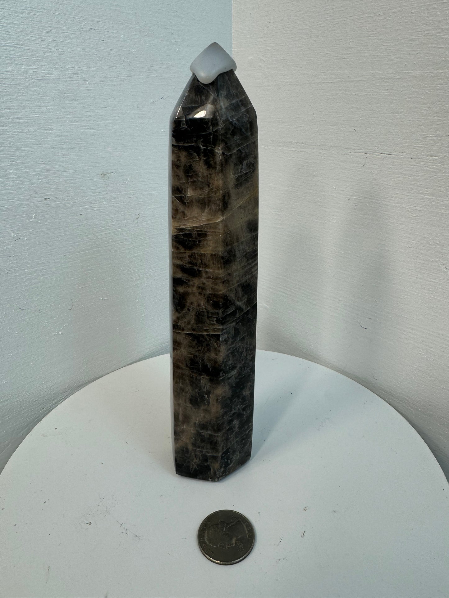 BLACK MOONSTONE TOWER-Intuition, Protection, and Emotional Healing