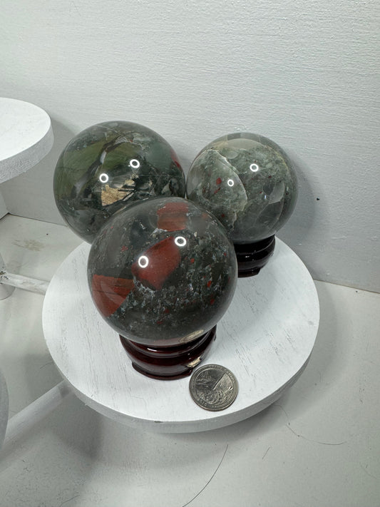 AFRICAN BLOODSTONE SPHERE-abundance courage, protection