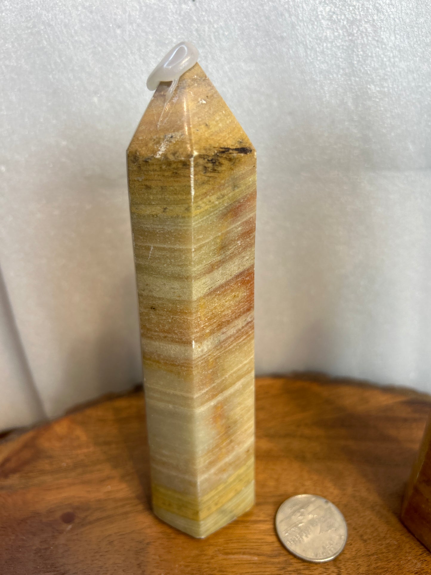 YELLOW BANDED CALCITE TOWER -Positivity, Confidence, and Energy Amplification