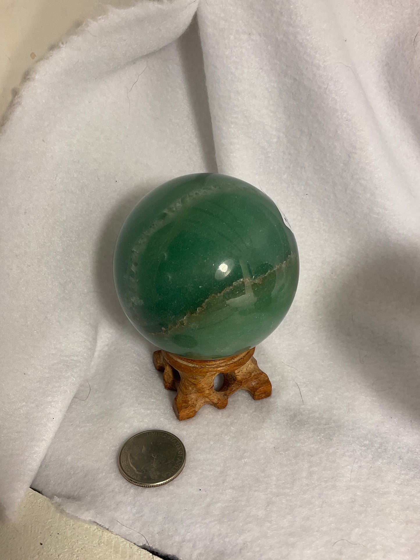 GREEN AVENTURINE SPHERE-prosperity, luck, emotional healing