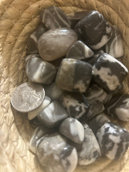 ZEBRA JASPER TUMBLES/CHIPS-Grounding, Strength, Inner Harmony