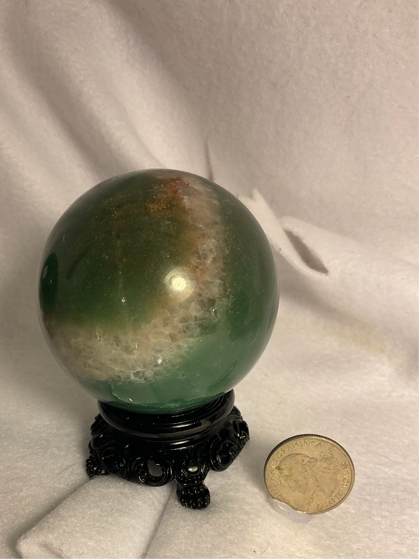 GREEN AVENTURINE SPHERE-prosperity, luck, emotional healing