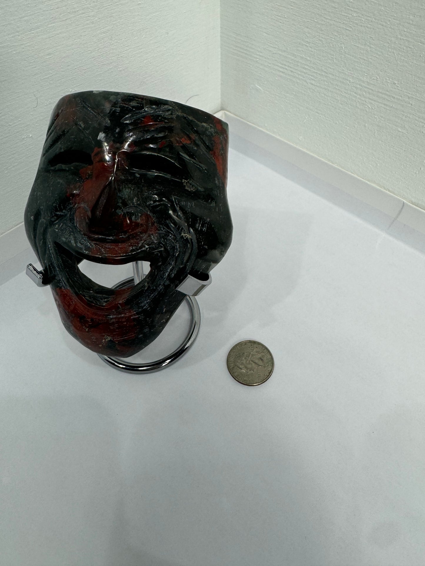 AFRICAN BLOODSTONE MASK- courage, vitality, protection