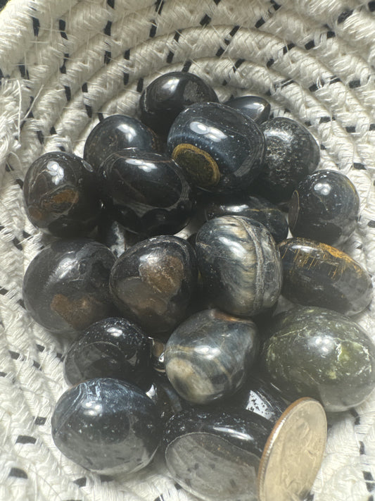 BLUE TIGERS EYE TUMBLES- Clarity, confidence, calm