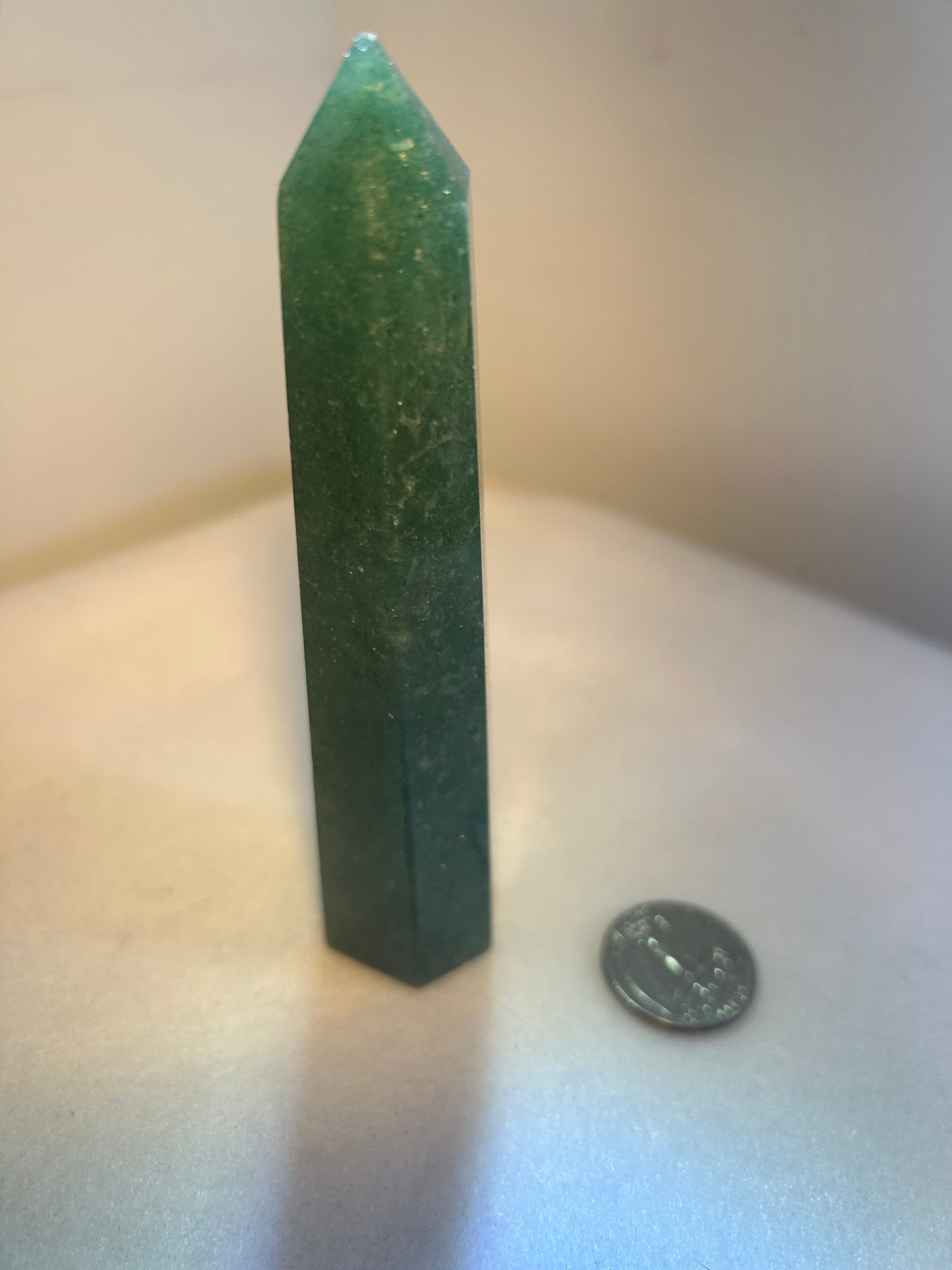 GREEN STRAWBERRY QUARTZ TOWER-positivity and heart-centered healing.