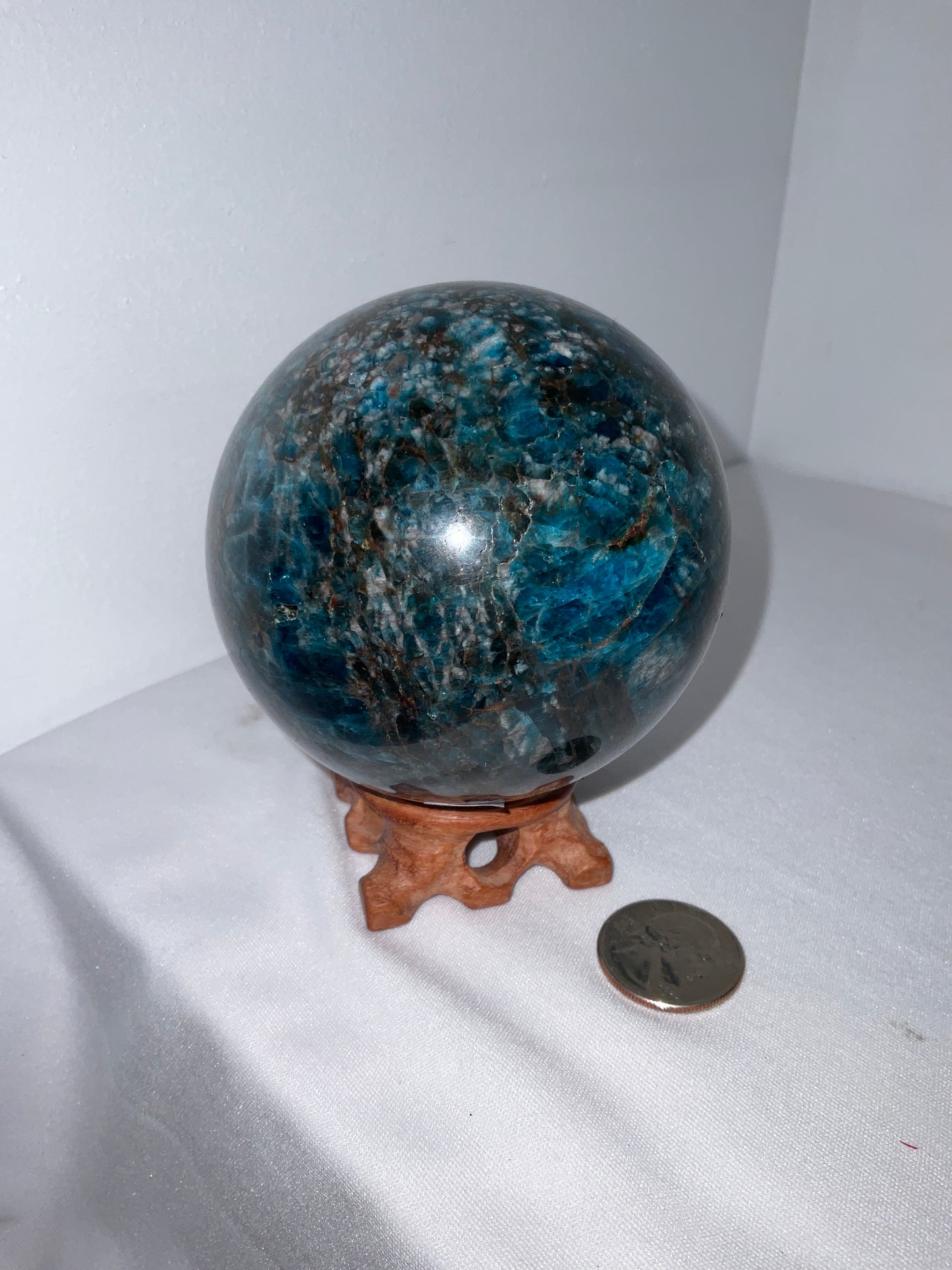 BLUE APATITE SPHERE -clarity, expression, truth