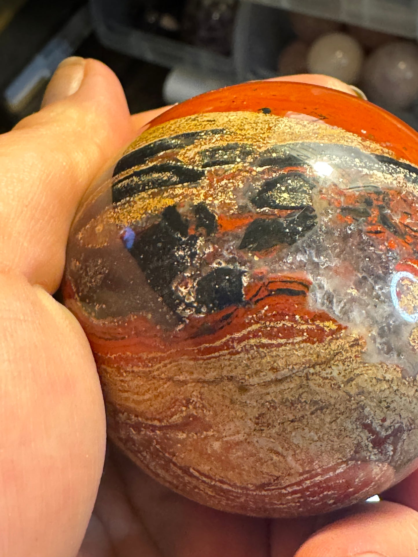 RED JASPER SPHERE -energy, self confidence, compassion