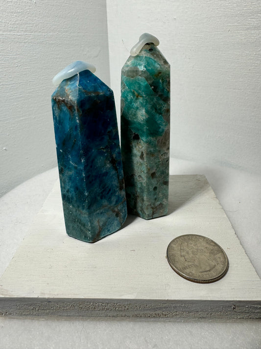 BLUE APATITE TOWER- clarity, expression, truth