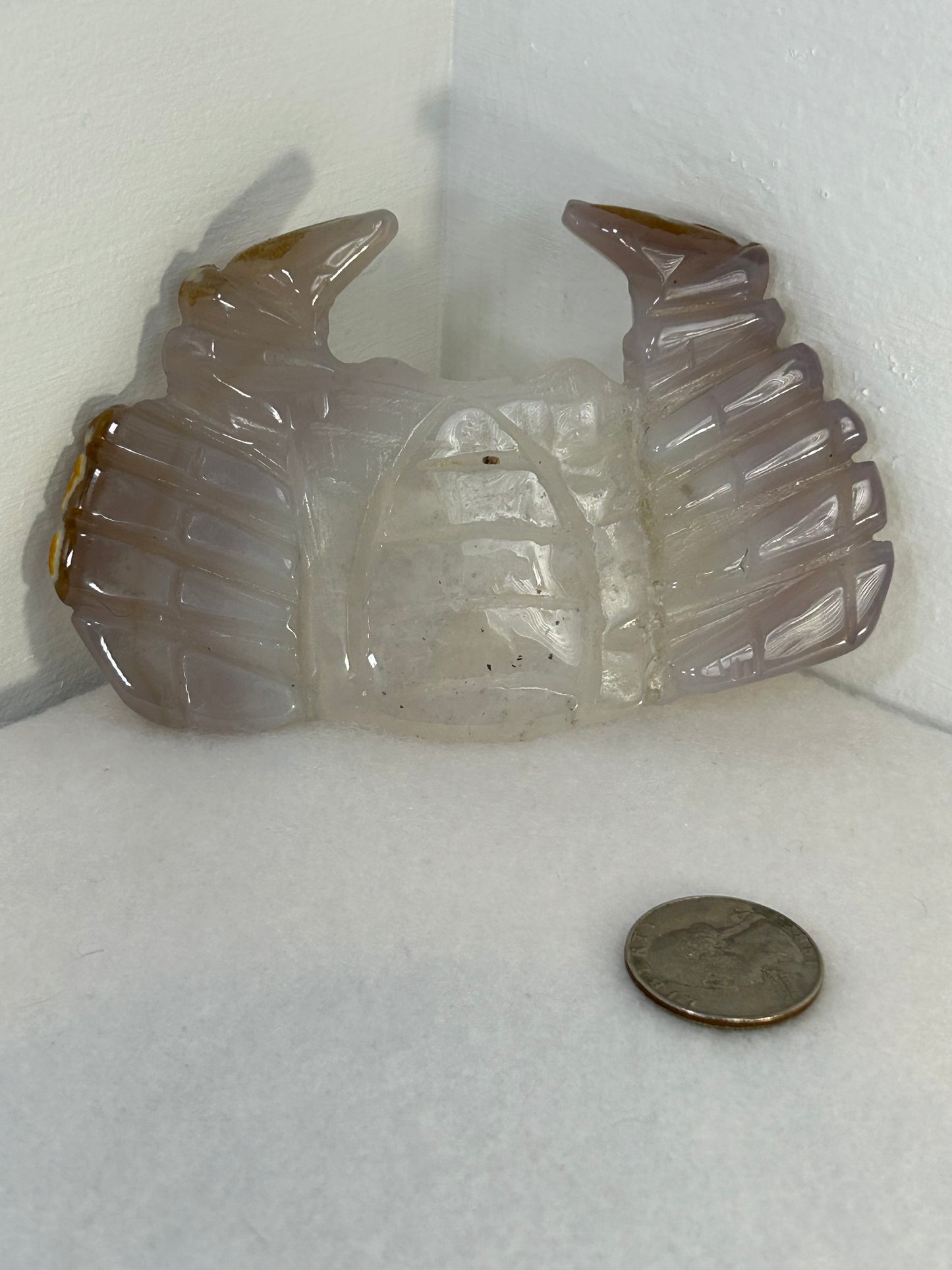 CHALCEDONY CRAB carving-purity, serenity, grounding