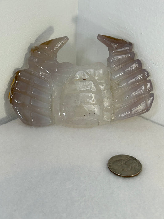 CHALCEDONY CRAB carving-purity, serenity, grounding