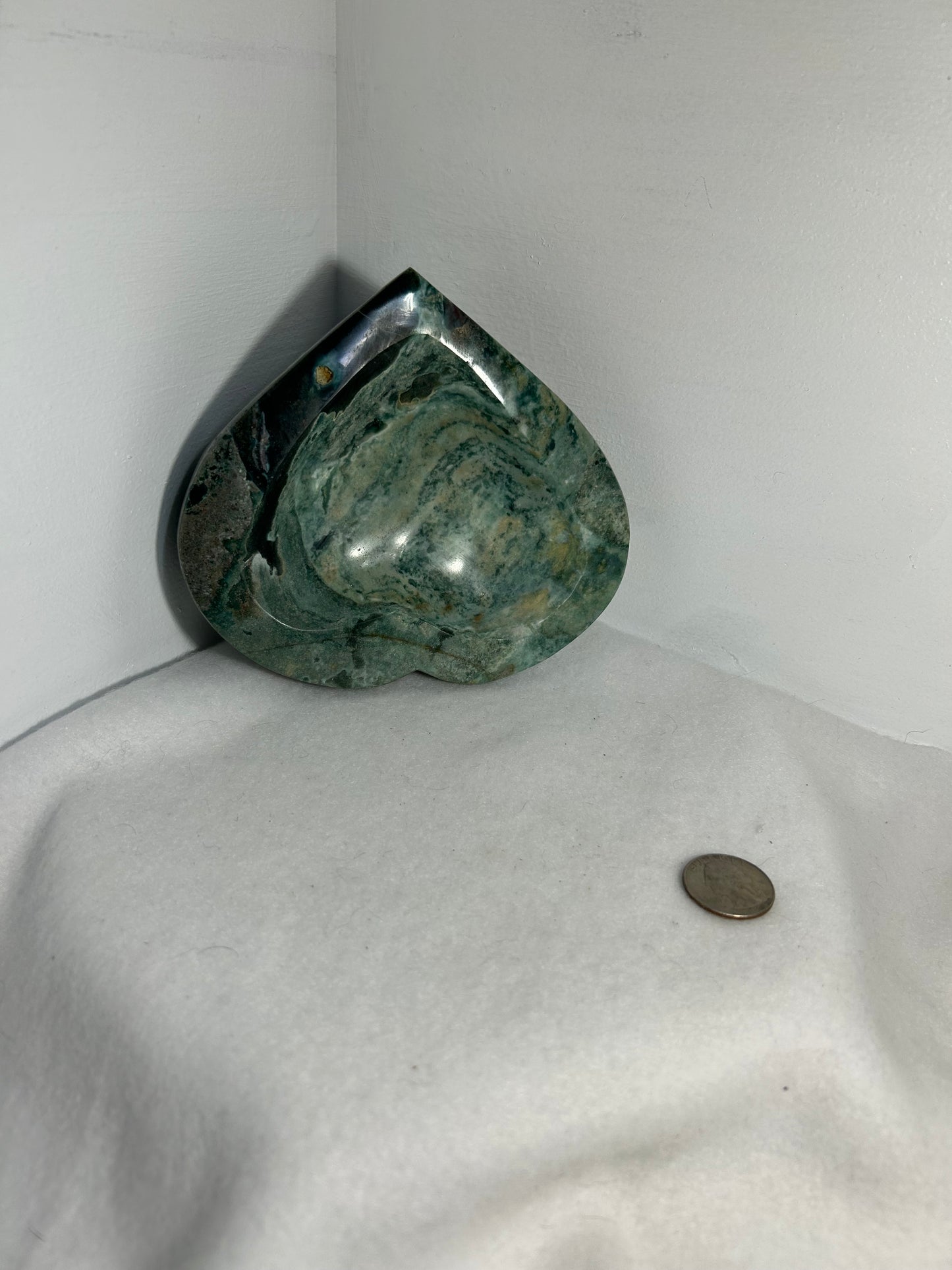 OCEAN JASPER HEART BOWL -inner peace, emotional healing, spiritual renewal