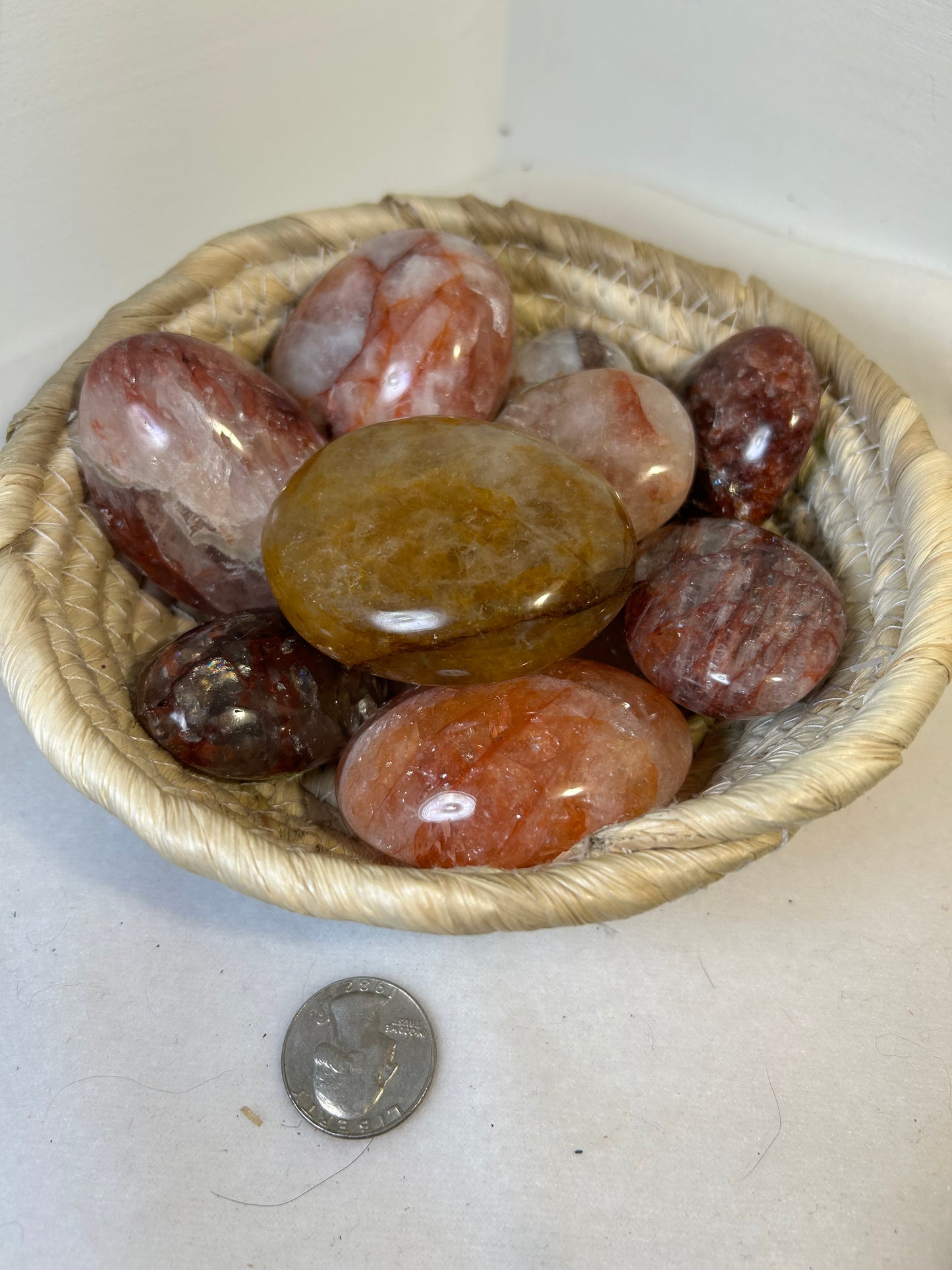 FIRE QUARTZ PALM STONE-passion, vitality, spiritual awakening