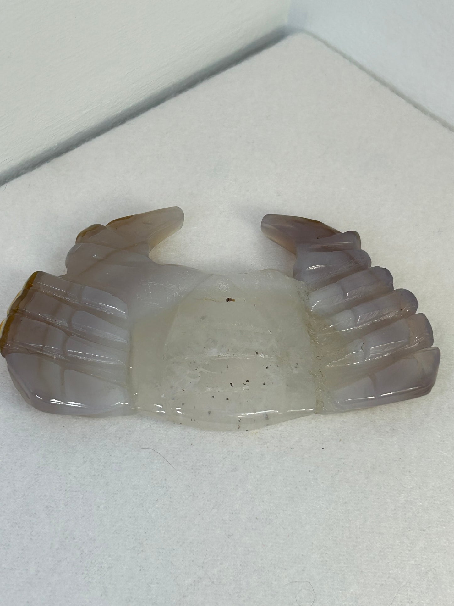 CHALCEDONY CRAB carving-purity, serenity, grounding