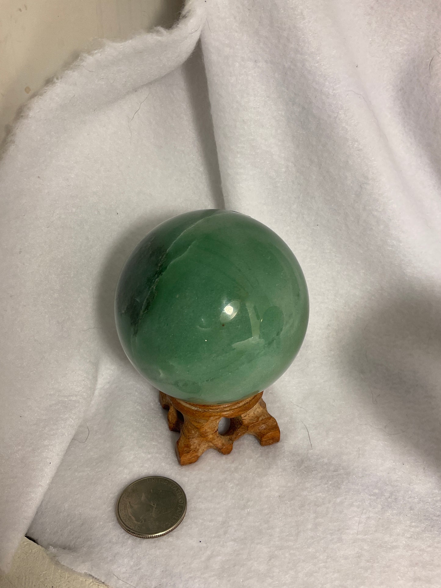 GREEN AVENTURINE SPHERE-prosperity, luck, emotional healing