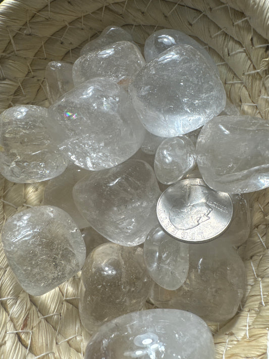 CLEAR QUARTZ TUMBLES/CHUMBLES/CHIPS- Clarity, Amplification, Healing