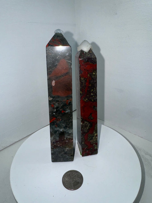 AFRICAN BLOODSTONE TOWER-abundance courage, protection