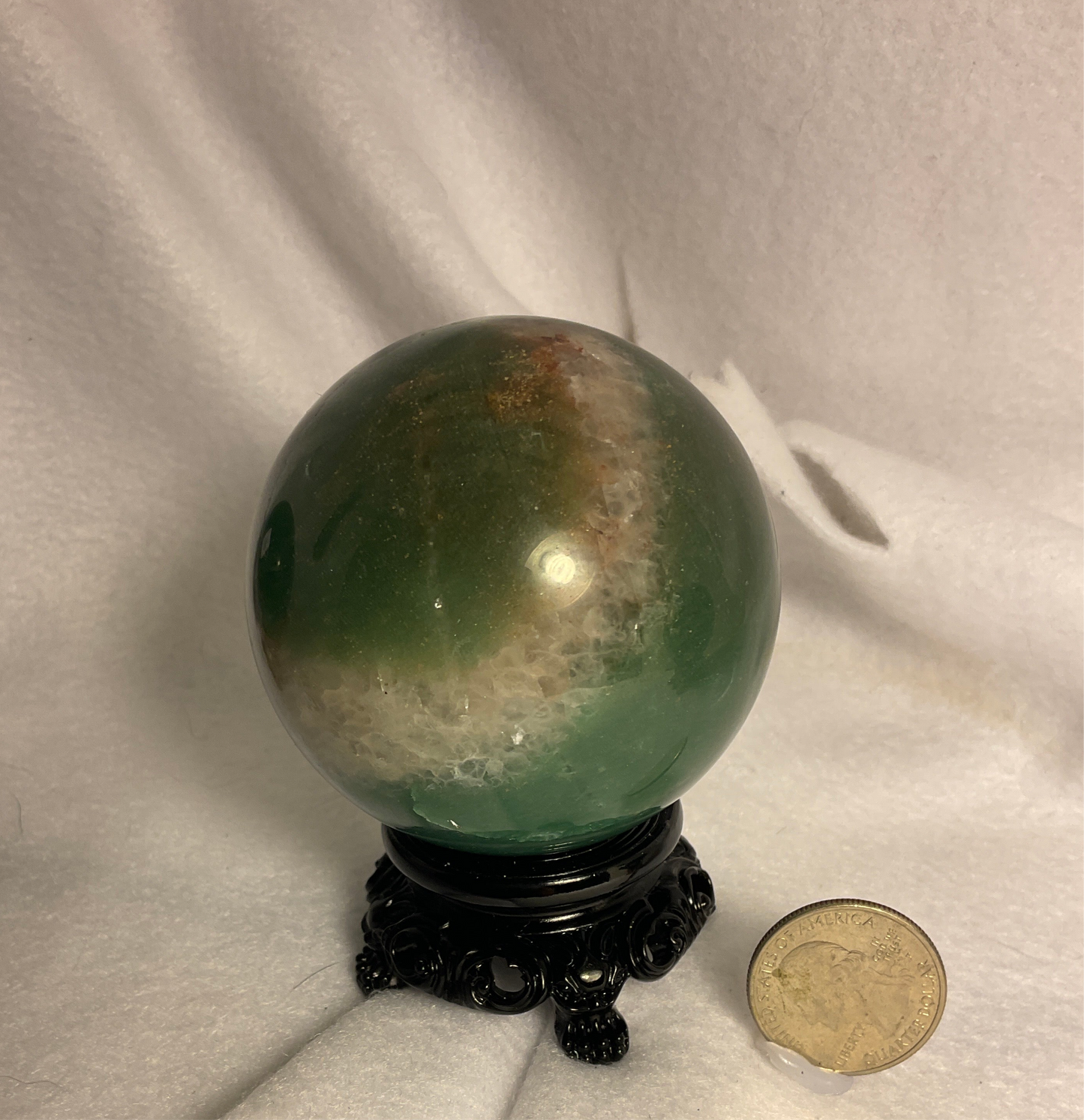 GREEN AVENTURINE SPHERE-prosperity, luck, emotional healing